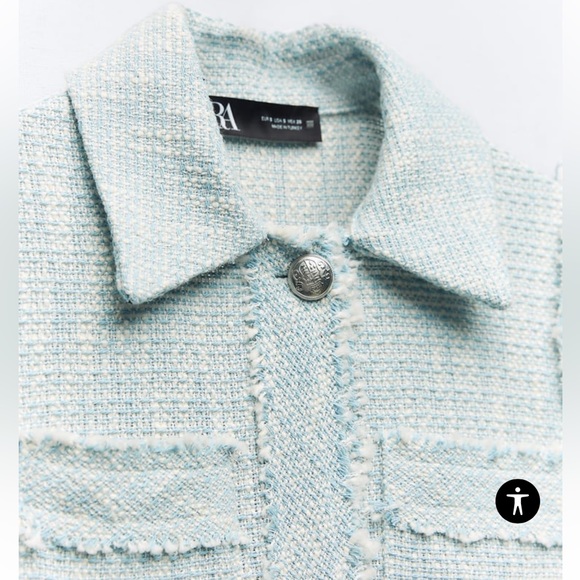 Blue tweed textured Zara vest with buttons - Picture 7 of 12